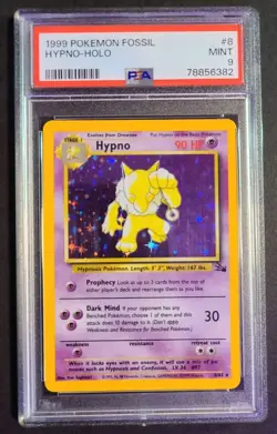 Vintage 1999 Pokemon Fossil Hypno Holo Rare , 8/62, PSA 9 Mint - Image 1