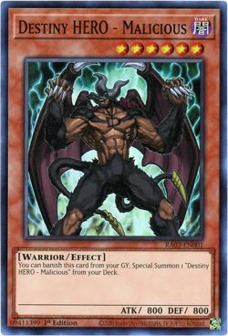 Yugioh! Destiny HERO - Malicious RA03-EN001 Super Rare 1st Edition NM/M - Image 1