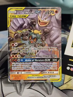 Marshadow & Machamp GX 82/214 Unbroken Bonds Ultra Rare Holo Pokemon Card LP - Image 1