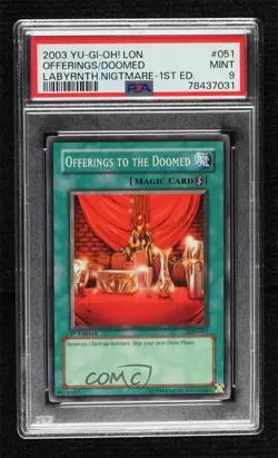 Offerings to the Doomed 1st Ed. YuGiOh Labyrinth of Nightmare PSA 9 MINT 16f0 - Image 1