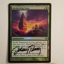 Magic The Gathering - 1x Signed Foil Awakening Zone (mtg) Rise of the Eldrazi - Image 1