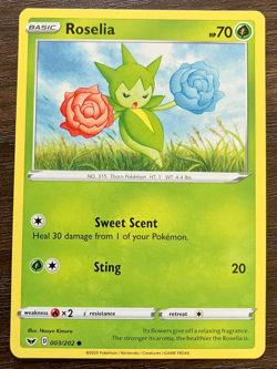 Roselia 003/202 - 2020 Pokemon Sword & Shield Common Card - CLEAN NM - Image 1