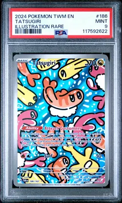 2024 POKEMON TWM EN-TWILIGHT MASQUERADE ILLUSTRATION RARE #186 TATSUGIRI PSA 9 - Image 1