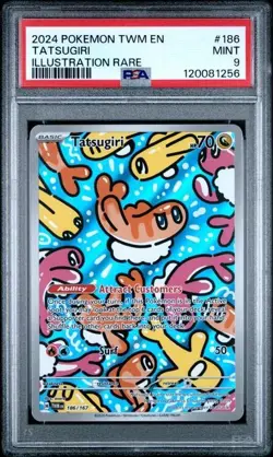 2024 POKEMON TWM EN-TWILIGHT MASQUERADE ILLUSTRATION RARE #186 TATSUGIRI PSA 9 - Image 1