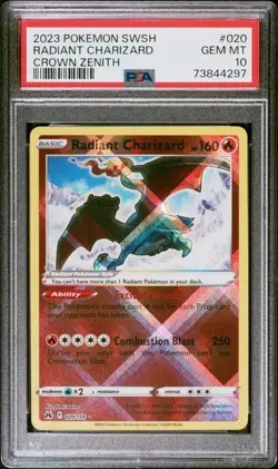 POKEMON 2023 Sword Shield Crown Zenith RADIANT CHARIZARD #020 PSA 10 RARE 7 - Image 1