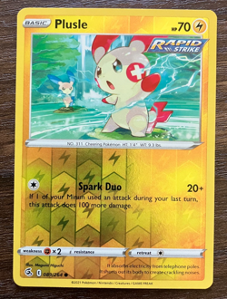 REVERSE HOLO Plusle 089/264 - 2021 Pokemon Fusion Strike Common Card - CLEAN NM - Image 1