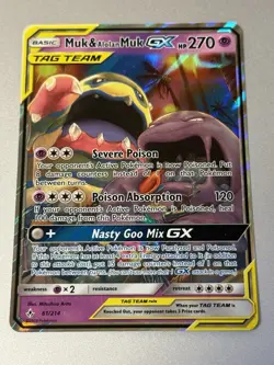 Unbroken Bonds Muk & Alolan Muk GX - 61/214 - Pokemon Card - NM - Image 1