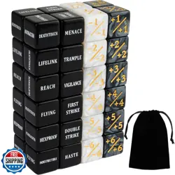 48 Pieces Abilities Keywords Counter Dice Black MTG Dice Counters Bulk Creatu - Image 1