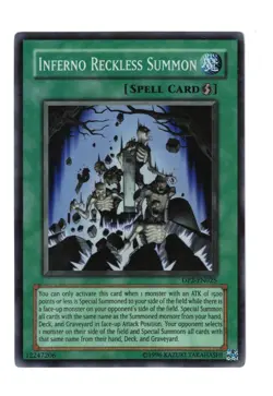 Yugioh- 1X Inferno Reckless Summon - Super Rare - Unlimited - DP2-EN025 - NM - Image 1