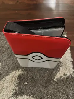 Pokemon Pokeball Binder red and white with card sleeves - Image 3