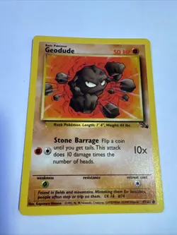 Pokemon TCG Geodude Fossil, Unlimited Common Card 47/62 LP Condition - Image 1