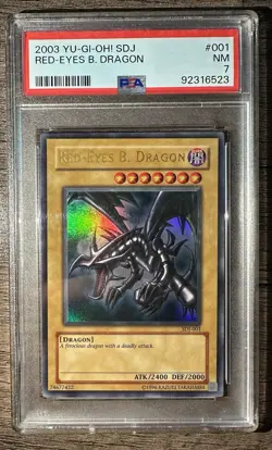 Red-Eyes Black Dragon SDJ-001 #001 YuGiOh Starter Deck: Joey Foil PSA 7 - Image 1