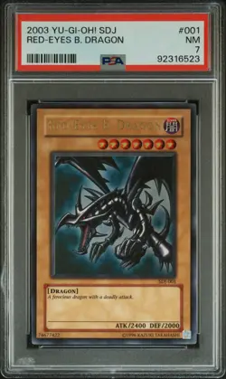 Red-Eyes Black Dragon SDJ-001 #001 YuGiOh Starter Deck: Joey Foil PSA 7 - Image 2