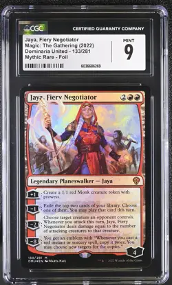 JAYA, FIERY NEGOTIATOR Dominaria United Foil Mythic CGC 9 MTG [Nostalgium] - Image 1