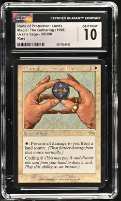 RUNE OF PROTECTION: LANDS Urza's Saga Rare CGC 10 Gem Mint MTG [Nostalgium] - Image 1