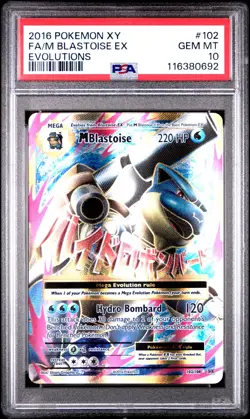 Pokemon M Blastoise EX Full Art 102/108 XY Evolutions #102 Mega GEM MINT PSA 10 - Image 1