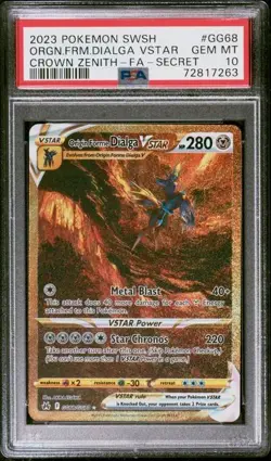 2023 Pokemon Swish Crown Zenith Secret Origin Form Dialga Vstar Gem Mint PSA 10 - Image 1
