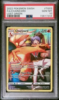 2022 POKEMON SWORD & SHIELD LOST ORIGIN #TG03 FULL ART CHARIZARD PSA 10 - Image 1