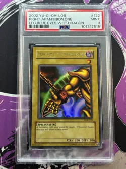 Yugioh Right Arm of the Forbidden One LOB-122 Ultra Rare Unlimited PSA 9 OG PRIN - Image 1