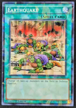 Earthquake 1996 1st Edition Shatterfoil Rare Yugioh Card BP03-EN150 (NM) - Image 1