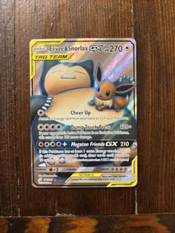 Pokemon Eevee & Snorlax GX Tag Team Card Holo Rare SM169 Promo - Image 1