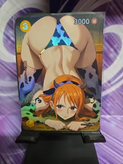 Textured Nami Bikini Waifu Japanese One Piece Card Game Manga Art Card Lewd - Image 1