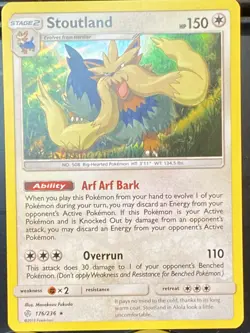2019 Pokemon, Cosmic Eclipse, #176/236 Stoutland, Holo Rare - Image 1