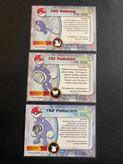 Pokemon Topps - Poliwrath, Poliwhirl, Poliwag (Blue Logo) - TV Animation Edition - Image 2