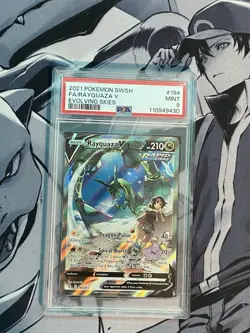 POKEMON PSA 9 RAYQUAZA V 194/203 ALTERNATE FULL ART EVOLVING SKIES GRADED MINT ! - Image 1
