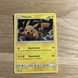 Pokemon Pikachu Card Quick Attack Thunderbolt Rare Collectible SM227 - Image 1