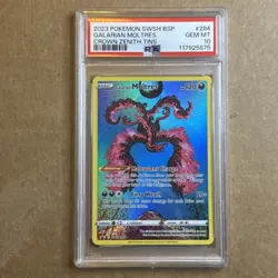 GALARIAN MOLTRES 2023 POKEMON SWSH BSP CROWN ZENITH TINS #284 PSA 10 GEM MINT - Image 1