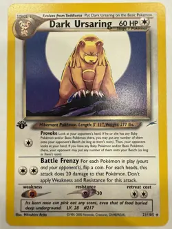 Pokemon Dark Ursaring 1st Edition Neo Destiny 21/105 Non-Holo Rare - Image 1