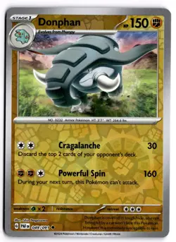 Pokemon TCG Donphan 049/091 SV: Paldean Fates Uncommon Reverse Holo NM - Image 1