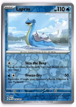Pokemon TCG Lapras 016/091 SV: Paldean Fates Common Reverse Holo NM - Image 1