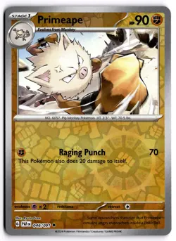 Pokemon TCG Primeape 046/091 SV: Paldean Fates Uncommon Reverse Holo NM - Image 1