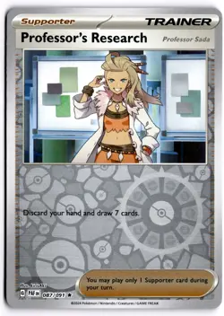 Pokemon TCG Professor's Research - 087/091 SV: Paldean Fates Rare Reverse Holo - Image 1