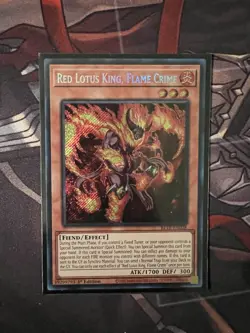Yugioh! Red Lotus King, Flame Crime BLTR-EN028 Secret Rare 1st Edition NM - Image 1
