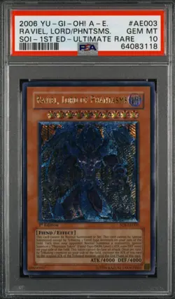 YUGIOH PSA 10 Raviel Lord of Phantasms SOI-AE003 Ultimate Rare 1st Edition - Image 1