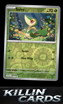 Reverse Holofoil Snivy 001/086 Pokemon Common SV: Black Bolt Card NM - Image 1
