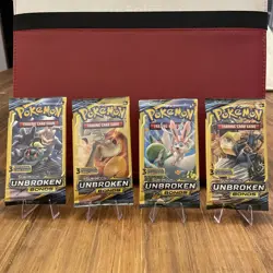 🔥Pokemon Sun & Moon Unbroken Bonds 3 Card Mini Booster Pack -4 Packs- Art Set🔥 - Image 1