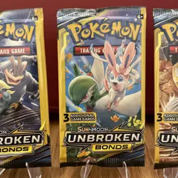 🔥Pokemon Sun & Moon Unbroken Bonds 3 Card Mini Booster Pack -4 Packs- Art Set🔥 - Image 3