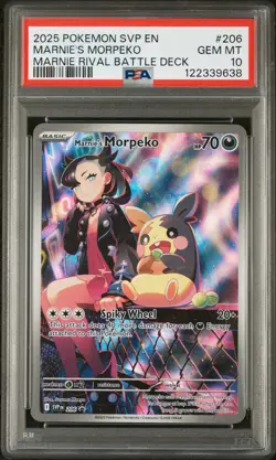 2025 POKEMON SVP EN-SV BLACK STAR PROMO #206 MARNIE'S MORPEKO PSA 10 - Image 1