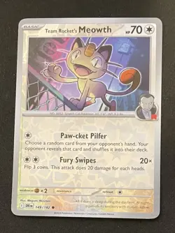 2025 Pokemon SV Destined Rivals Team Rocket's Meowth Reverse Holo #149/182 NM - Image 1