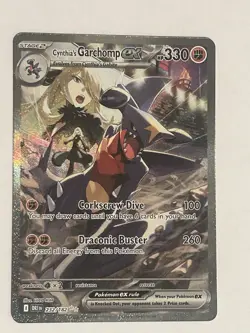 Pokemon TCG Cynthia's Garchomp EX Holo Card 232/182 Sv10: Destined Rivals Mint - Image 1