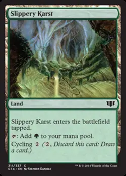 MTG - Slippery Karst - Commander 2014 - NM, English Magic FLAT RATE SHIP - Image 1