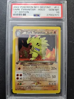Pokemon PSA 10 1st Edition Neo Destiny Dark Tyranitar Holo Rare 11/105 GEM MINT - Image 1