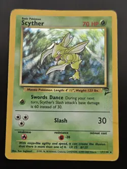 Pokemon Scyther Holo Rare Card 17/130 Base Set 2 - Image 1