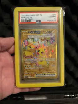 2024 POKEMON SSP EN PIKACHU ex HYPER RARE #247 GEM MINT PSA 10 - Image 1