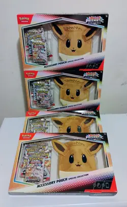 (4) Pokemon Prismatic Evolutions Accessory Evee Pouch Collection x 4 Lot Sealed - Image 1
