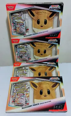 (4) Pokemon Prismatic Evolutions Accessory Evee Pouch Collection x 4 Lot Sealed - Image 2